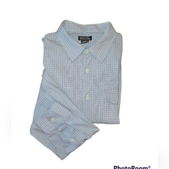 Michael Kors Purple Plaid Roll Tab Button Up Long Sleeve Shirt XXL 2X - Picture 3 of 12